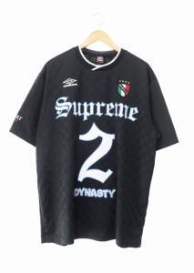 【中古】シュプリーム SUPREME × UMBRO アンブロ 22SS Socker Jersey サッカー ジャージ ゲーム シャツ 半袖 XL 黒