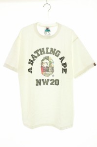 【中古】アベイシングエイプ A BATHING APE NW20 L カレッジ ロゴ プリント Tシャツ 20周年 記念 モデル 231109