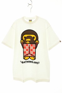 【中古】アベイシングエイプ A BATHING APE ベイビーマイロ 紅白 ショッピングバッグ Tシャツ L 231215●