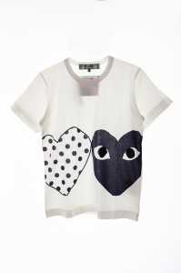 【中古】未使用品  PLAY COMME des GARCONS 青山限定 MENS DOT TWO HEART TEE 半袖 インディゴ TシャツM　240315● 