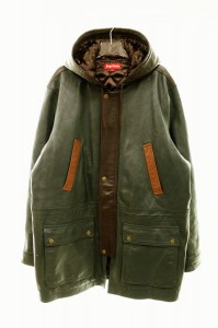 【中古】シュプリーム SUPREME 14AW HOODED LEATHER PARKA  レザーコート L【ブランド古着ベクトル】240302☆AA★ メンズ