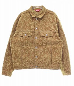 【中古】シュプリーム SUPREME 22SS SCRIPT JACQUARD DENIM TRUCKER JACKET BROWN M デニム ジャケット 240317 ☆AA★