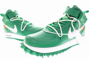 【中古】ナイキ NIKE AIR FORCE 1 MID SP LTHR OFF-WHITE 2022 27cm PINE GREEN DR0500-300 240322