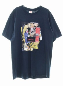 【中古】シュプリーム SUPREME 21AW STACK TEE NAVY L スタック プリント Tシャツ ネイビー 240521 ☆AA★