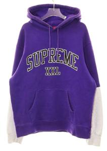 筆記体ロゴ】Supreme シュプリーム☆センター刺繍パーカー 紫