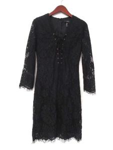 中古 フォーエバー21 Forever21 ワンピース S ブラック 黒 長袖 総レース レースアップ リボン レディースの通販はau Pay マーケット ブランド古着のベクトル 商品ロットナンバー