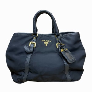 【中古】プラダ PRADA ナイロン レザー ハンドバッグ ネームタグ 黒 ブラック GY10 0112 レディースの通販はau PAY