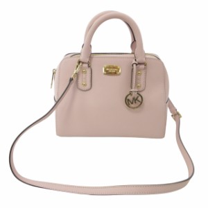 【中古】マイケルコース MICHAEL KORS 美品 2WAYハンドバッグ 斜め掛け ショルダー メタルプレート ピンク AL11