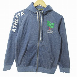 【中古】アスレタ ATHLETA キッズ パーカー スウェット フーディ ジップアップ ネイビー 紺 150 0219 キッズ