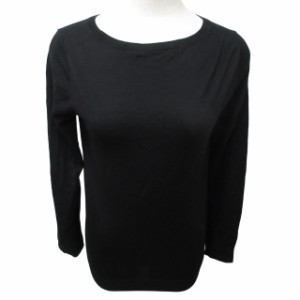 【中古】ダナキャランニューヨーク DKNY ウールカットソー Tシャツ クルーネック 長袖 黒 ブラック Sサイズ 0217
