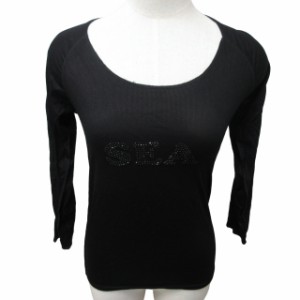 【中古】ソニアリキエル SONIA RYKIEL カットソー Tシャツ ビジュー装飾 長袖 黒 ブラック XSサイズ 0217 レディース