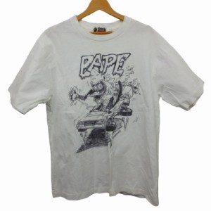 【中古】アベイシングエイプ A BATHING APE ×READYMADE 90s シャーク Tシャツ シングルステッチ カットソー L 白 