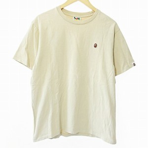 【中古】アベイシングエイプ A BATHING APE 近年モデル Tシャツ カットソー 半袖 ワンポイントロゴ ベージュ L 0304 メンズ