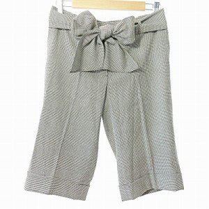 【中古】ルネ Rene TISSUE ハーフパンツ 千鳥格子柄 ウール ストレッチ リボン グレー 36 0314 レディース