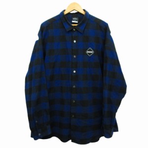 【中古】エフシーレアルブリストル F.C.Real Bristol FCRB 21AW BIG LOGO FLANNEL BAGGY SHIRT チェック 長袖シャツ ブルー XL