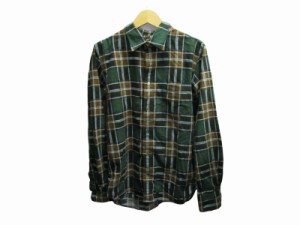 【中古】カバンドズッカ CABANE de zucca チェック ネルシャツ ブラウス M 緑×茶 ブラウン×グリーン 0329 メンズ