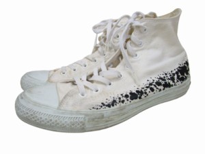 【中古】コンバース CONVERSE ペイントデザイン ハイカット スニーカー 28cm 白×黒 ブラック×ホワイト 0329 メンズ