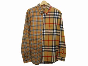 【中古】バーバリー ロンドン 18AW × ゴーシャラブチンスキー ノバチェック フランネルシャツ 長袖 ウール ベージュ系 L ■GY14