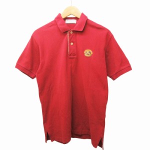 【中古】バーバリーズ Burberrys ポロシャツ 半袖 ハーフボタン 刺繍 ロゴ 赤 レッド S 0419 ■GY14 メンズ