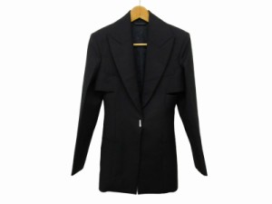 【中古】ジバンシィ GIVENCHY 21AW テーラードジャケット 変形 カットオフ加工 ブレザー ウール モヘア混 黒 ■GY14 