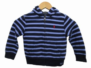 【中古】ポロ ラルフローレン POLO RALPH LAUREN ボーダー ジップアップ パーカー 紺 ネイビー ３T  ■GY14 キッズ