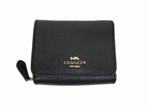 【中古】コーチ COACH 美品 レザー 二つ折り財布 ウォレット ロゴ 黒 ブラック ■GY14 レディース