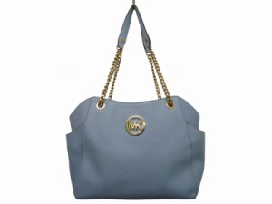 【中古】マイケルコース MICHAEL KORS ワンショルダー レザー チェーン A4収納可能 金金具 ライトブルー ■GY14 レディース