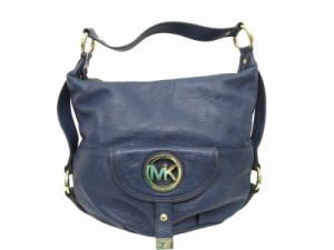 【中古】マイケルコース MICHAEL KORS レザー ハンドバッグ ワンショルダーバッグ ロゴ金具 ロゴジップ 紺 ■GY14