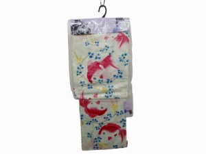 【中古】未使用品 YUKATA 浴衣 鯉 アイボリー 適応身長152-167cm レディース