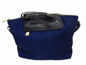 【中古】フルラ FURLA ２WAY ショルダーバッグ ハンド ナイロン レザー 紺 ネイビー ■WY レディース