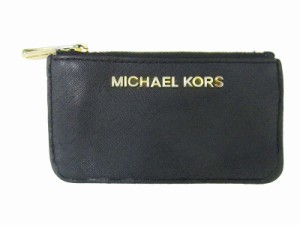 【中古】マイケルコース MICHAEL KORS レザー コインケース 財布 金金具 ロゴジップ 黒 ブラック 0515 レディース