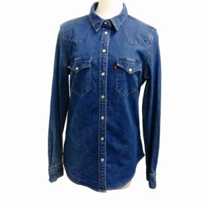 【中古】リーバイス Levi's デニム 長袖 シャツウエスタンシャツ 白タグ インディゴ S レディース