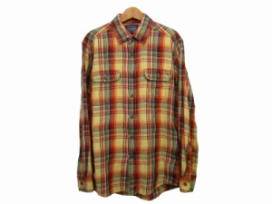 【中古】ユニクロ UNIQLO フランネル シャツ 長袖 チェック コットン イエロー系 M メンズ