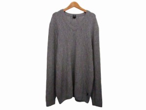 【中古】ヒューゴボス HUGO BOSS ケーブルニット カシミヤ混 グレー XL メンズ