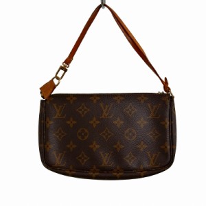 【中古】ルイヴィトン LOUIS VUITTON M51980 ポシェット アクセソワール モノグラム レザー 茶 ブラウン レディース