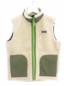 【中古】パタゴニア Patagonia キッズ レトロX ベスト M 10 ボア フリース アイボリー カーキ トップス アウター