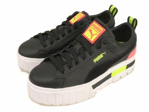 【中古】プーマ PUMA MAYZE LTH WNS メイズ レザー スニーカー 25cm ブラック 靴 シューズ 厚底 