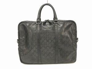 【中古】グッチ GUCCI GGインプリメ GG柄 ブリーフケース ビジネスバッグ ブラック 書類カバン BAG 手提げ鞄 メンズ