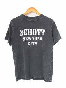 【中古】ショット SCHOTT プリントTシャツ 半袖 ロゴプリント ブラック S メンズ