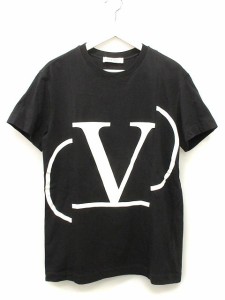 【中古】ヴァレンティノ VALENTINO デコンストラクテッド Vロゴ Tシャツ XS ブラック 黒 カットソー 半袖 トップス