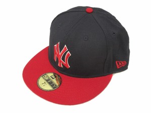 【中古】ニューエラ NEW ERA CAP 59FIFTY NY ニューヨーク ヤンキース MLB ベースボールキャップ 7 7/8 ネイビー 帽子