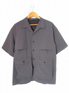 【中古】デンハム DENHAM 23SS ハンティングテックシャツ オープンカラー ストレッチ グレー M メンズ