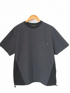 【中古】デンハム DENHAM 23SS テックティー TECH TEE カットソー Tシャツ ストレッチ 半袖 グレー M メンズ