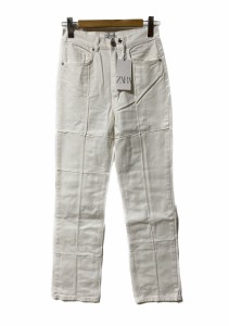 【中古】未使用品 ザラ ZARA STRAIGHT PATCHWORK JEANS ストレート パッチワーク デニムパンツ ジーンズ 38 ホワイト