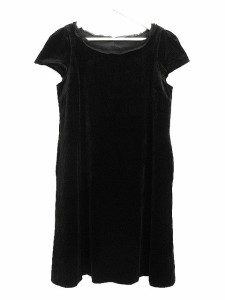 【中古】フォクシー VELOUR NOIR by FOXEY NEW YORK Aライン ベロア ドレス ワンピース 42 A-Line Velour Dress 黒