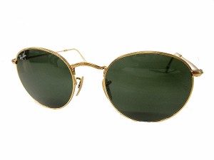 【中古】レイバン RAY BAN ROUND METAL RB3447 ラウンドメタル サングラス 50□21 ゴールド アイウェア ★AA★