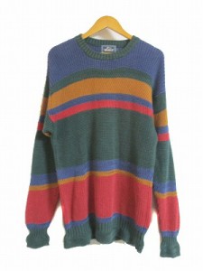 【中古】ウールリッチ WOOLRICH 80s ニット セーター コットンニット ラミー ボーダー マルチカラー L メンズ