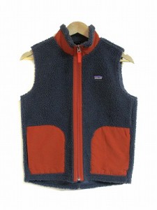 【中古】パタゴニア Patagonia キッズレトロXベスト フリーズベスト チャコールグレー オレンジ L キッズ