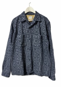 【中古】ドゥニーム DENIME 総柄 シャツ ジャケット L ブルー 長袖  メンズ