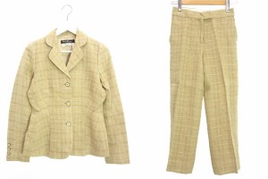 【中古】サルヴァトーレフェラガモ Salvatore Ferragamo セットアップ パンツ スーツ ジャケット リネン シルク 40